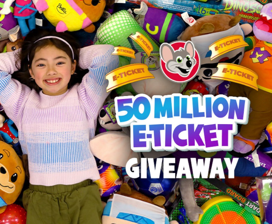 Enter the 50 Million Chuck E. Cheese eTicket Giveaway (Every Family Wins Something!)