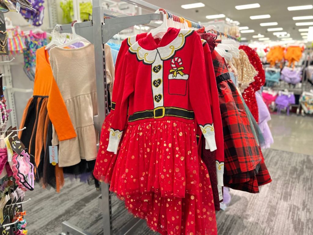 فستان سترة سانتا للفتيات من Well Worn - أحمر 