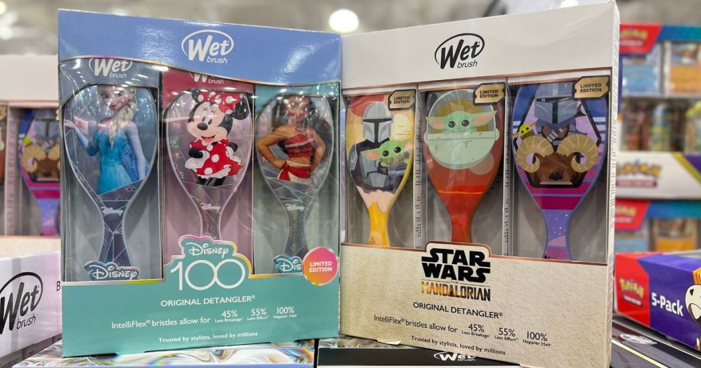 Disney 100 Disney Princess Wet Brush 3 Pack and Star Wars The Mandalorian Wet Brush 3 Pack at Costco