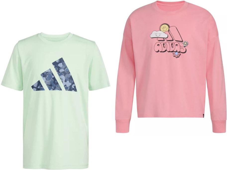 Stock image of two adidas kids tees