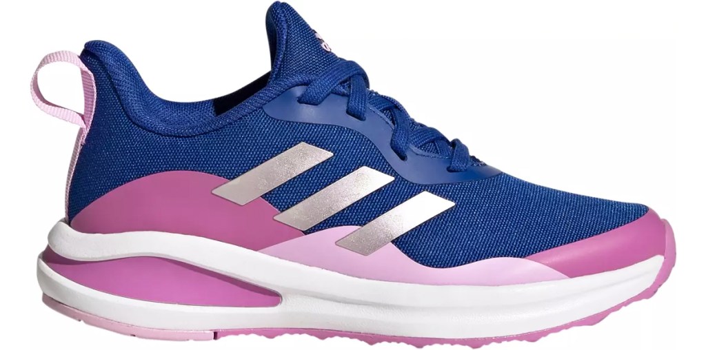 blue and pink adidas running shoe