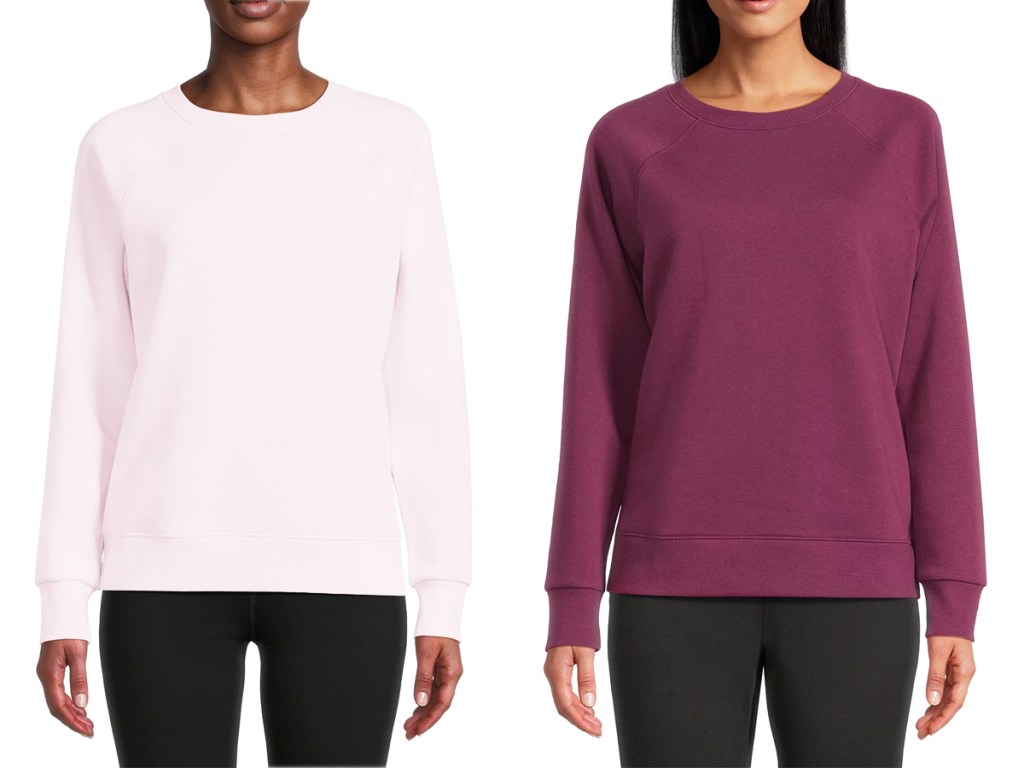 women in light and dark pink sweatshirts