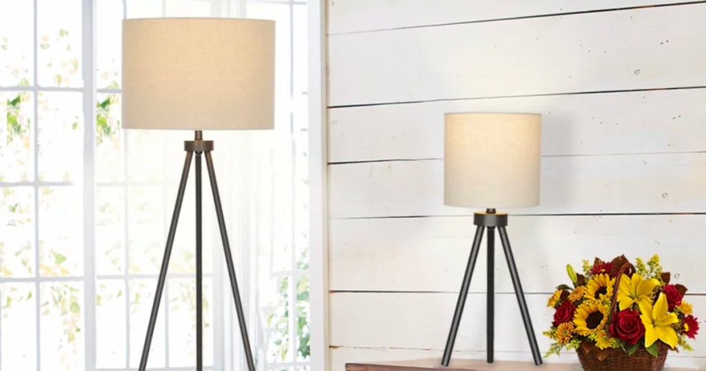 Better Homes & Gardens Modern Tripod Floor & Table Lamp Set