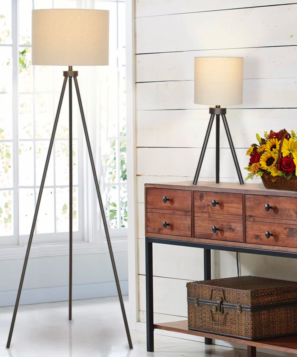 Better Homes & Gardens Modern Tripod Floor & Table Lamp Set