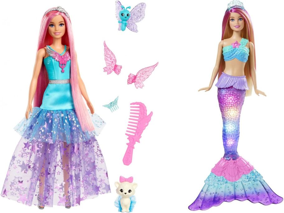 Stock images of two fantasy Barbie dolls