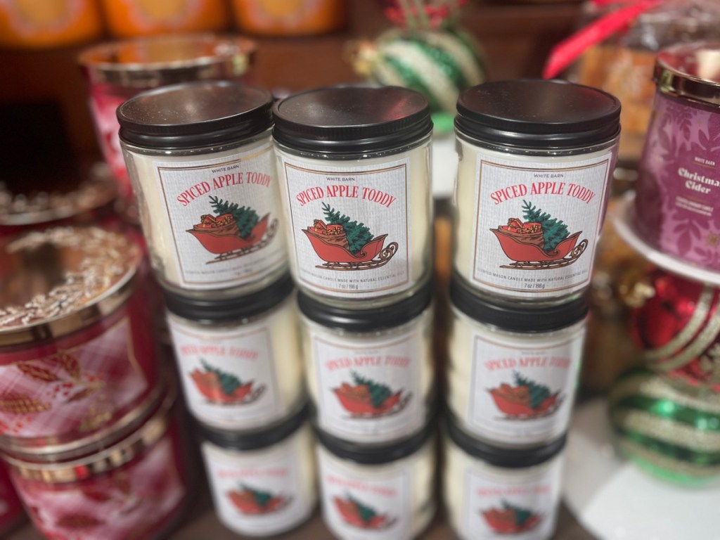 store display of Bath & Body Works Spiced Apple Candles