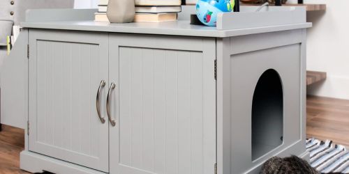 Wooden Cat Litter Box Storage Cabinet Bench Only $49.99 Shipped for Prime Members (Reg. $120)