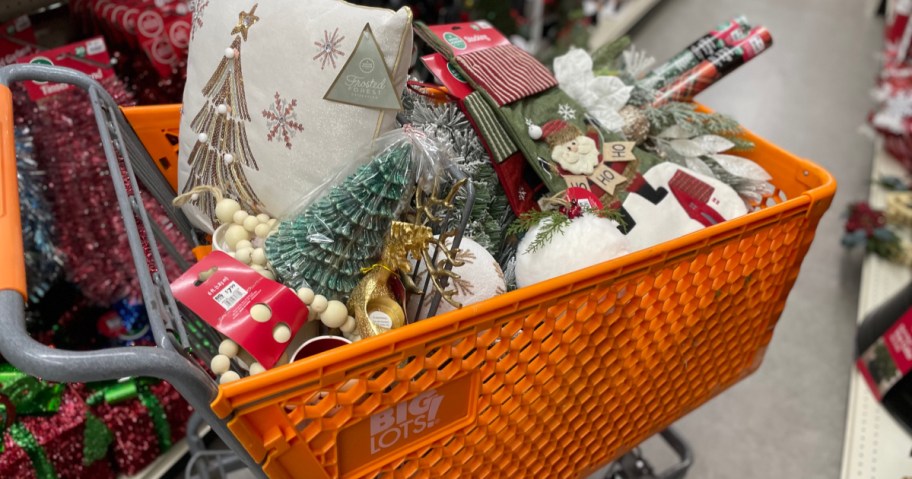 Big Lots Cart with Christmas items