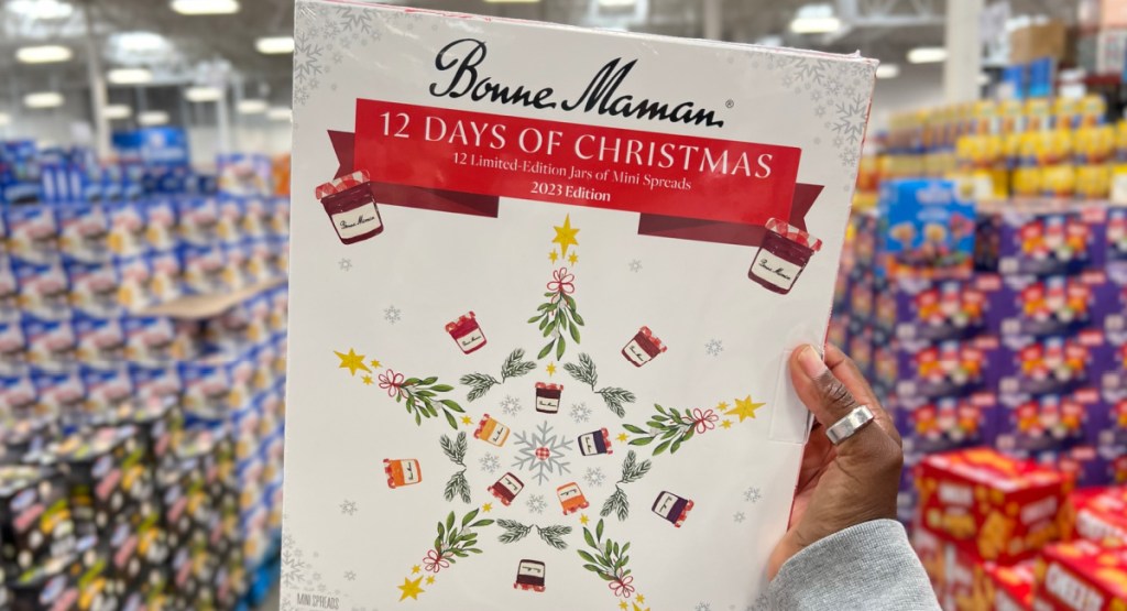 Bonne Maman 12 days of Christmas gift box in womans hand at the store