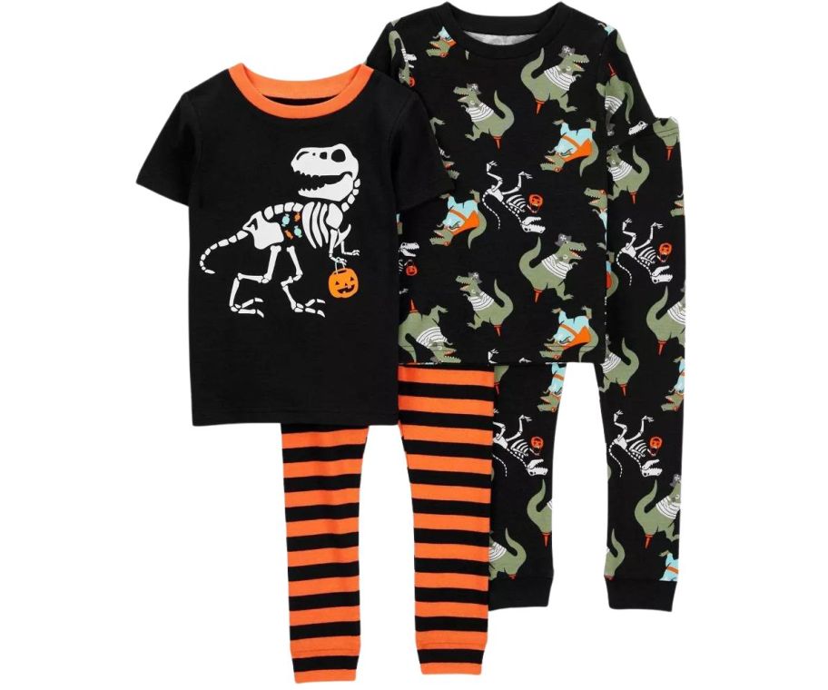 Carter's Just One You Toddler Boys Short Sleeve 4-Piece Halloween Dino Pajama Set stock photo