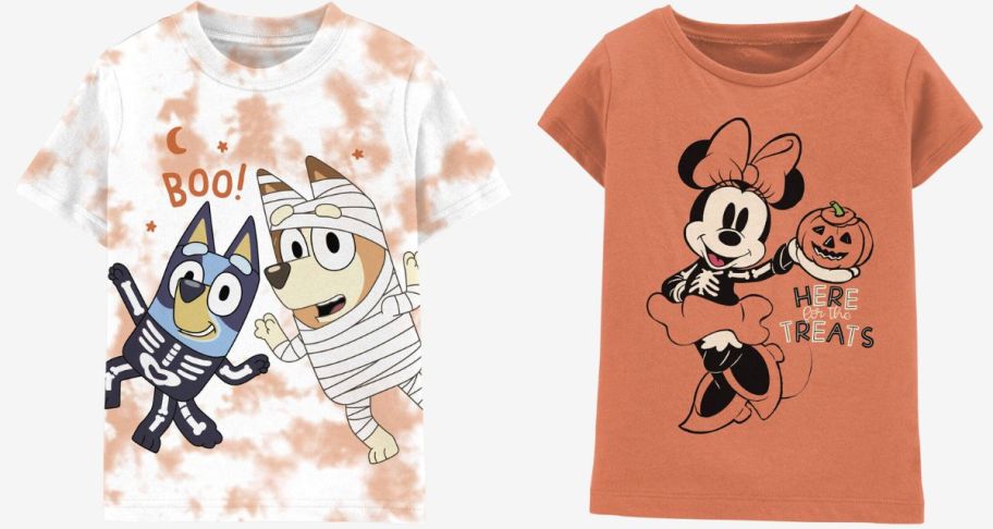 carter's bluey and minnie mouse toddler graphic tees