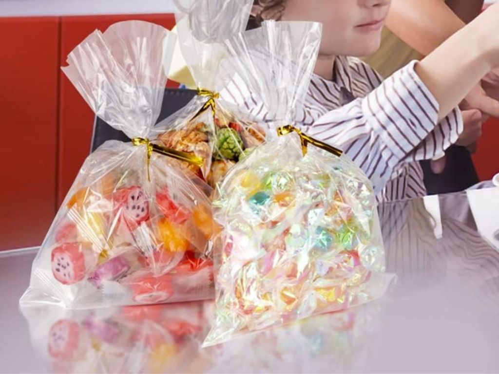 Cellophane Bags filled with treats on a counter