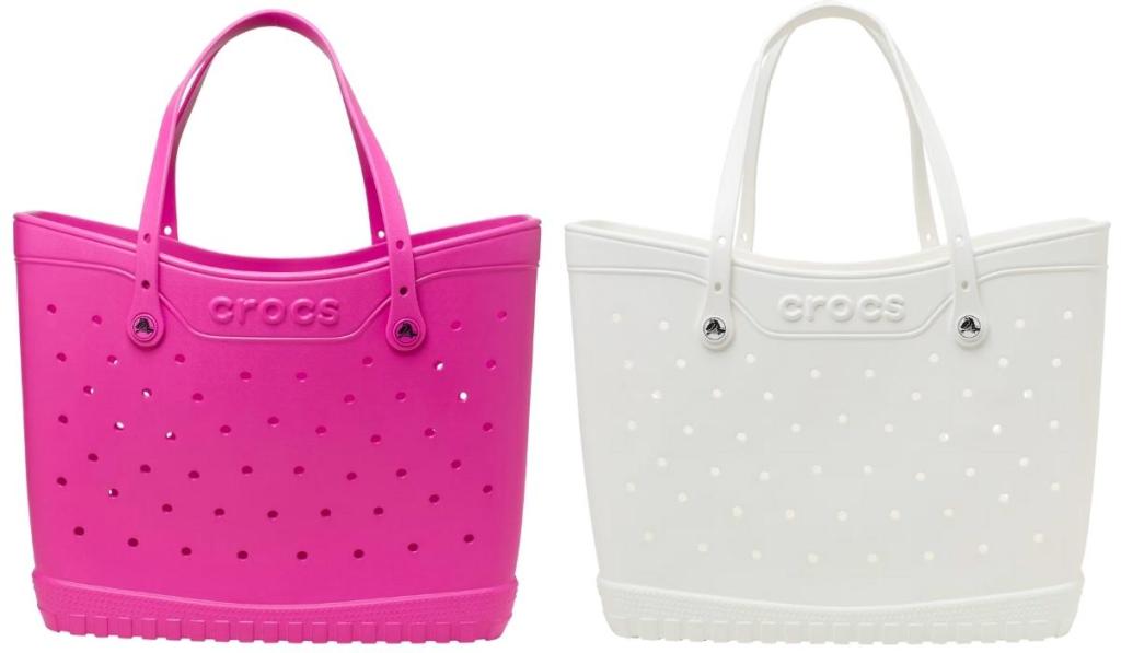 Crocs Classic Tote in pink and white