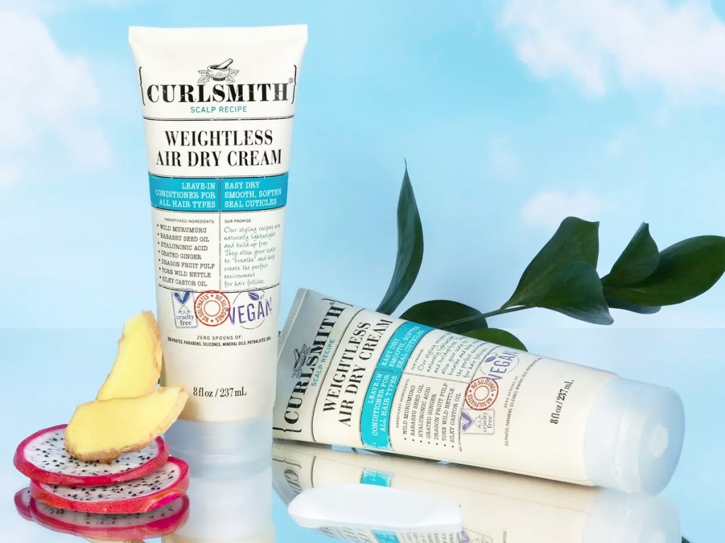two bottles of Curlsmith Weightless Air Dry Cream