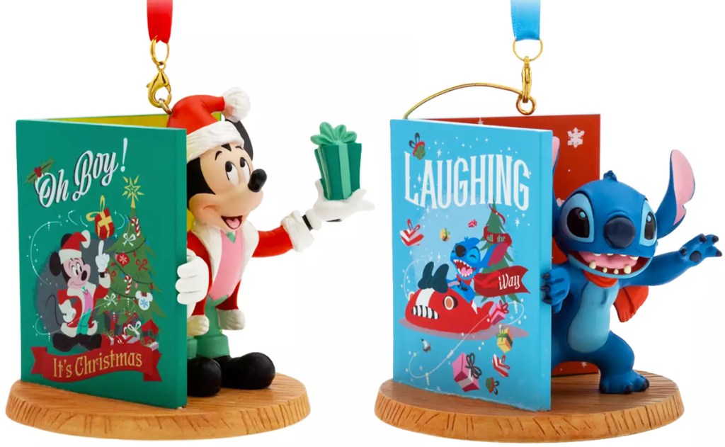mickey mouse & stitch book ornaments