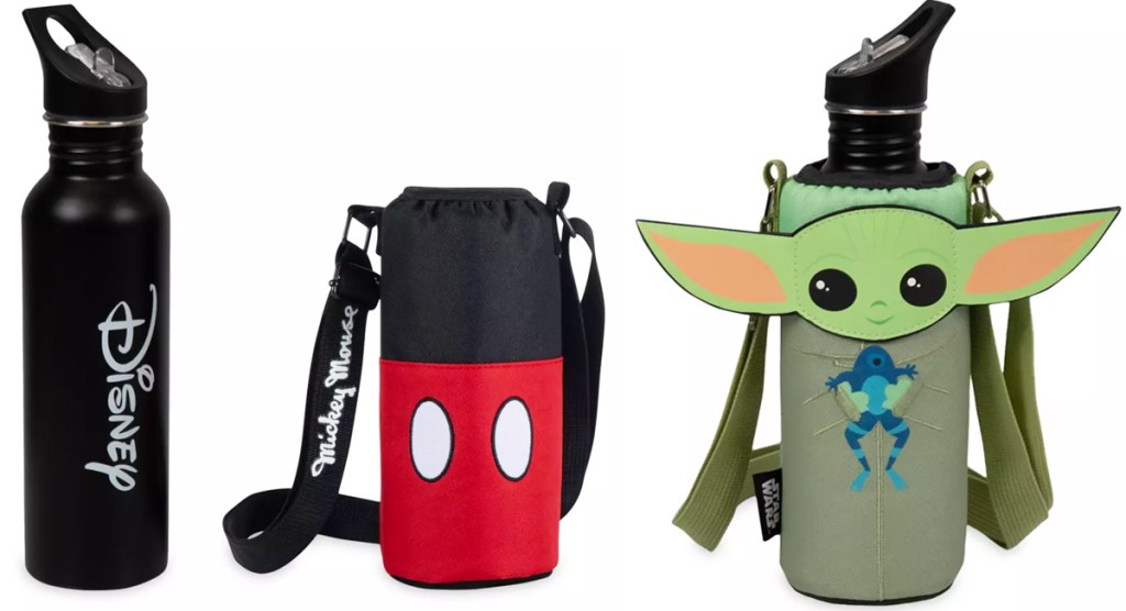 mickey mouse and grogu water bottles with cooler totes