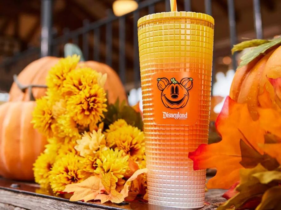 A Starbucks Mickey Mouse Candy Corn Halloween Tumbler