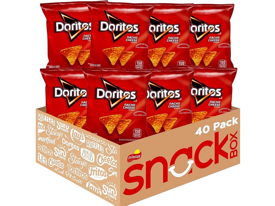 Doritos Nacho Cheese Tortilla Chips Snack Box with 40 individual snack size bags