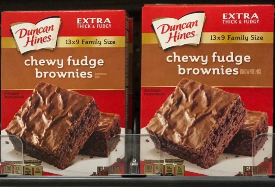2 Boxes of Duncan Hines Brownie Mix at Store