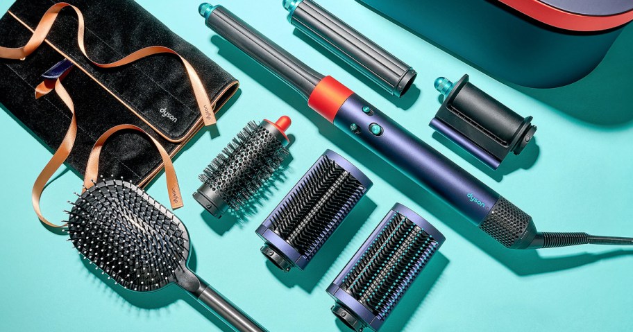 Dyson Complete AirWrap Styler with paddle brush and travel pouch