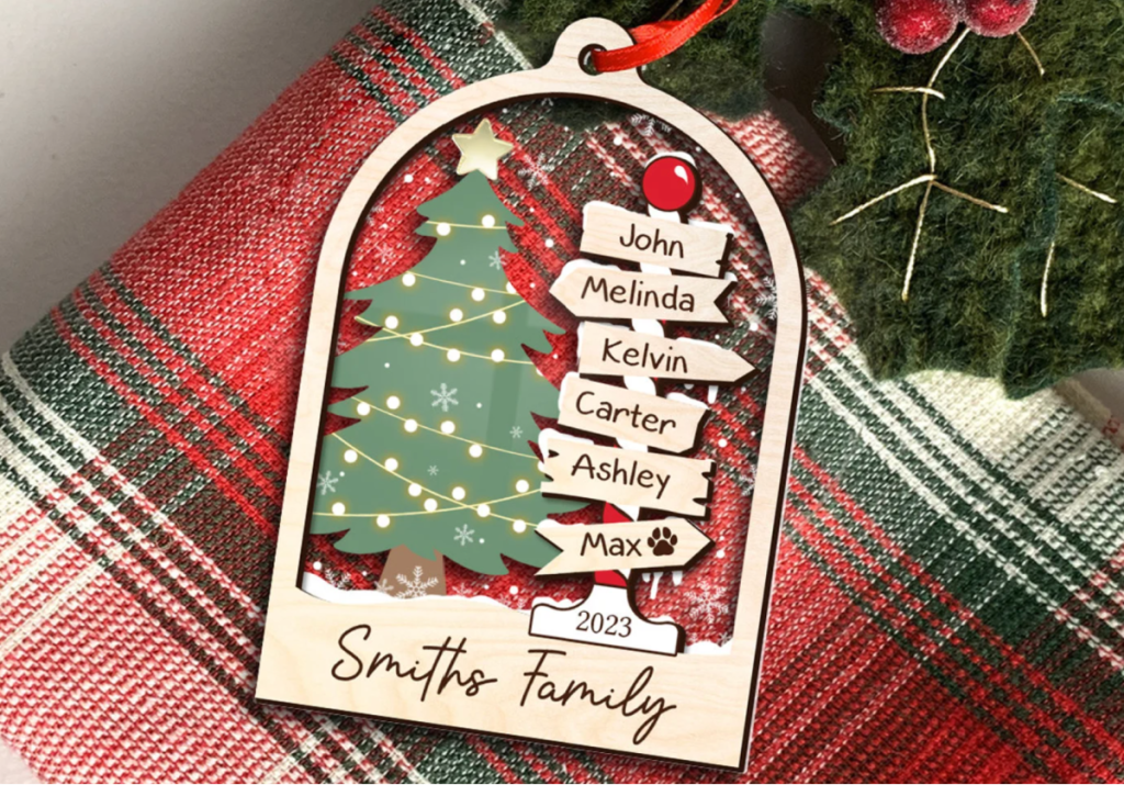 A personalized Christmas ornament made on etsy