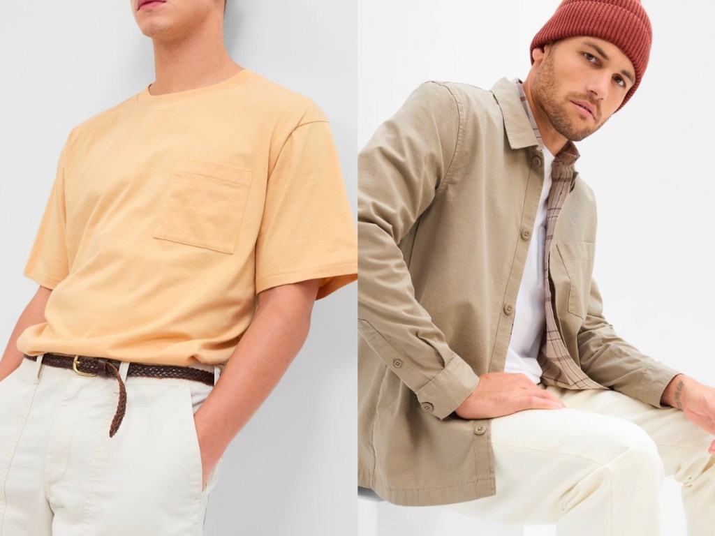 gap factory men's utility jacket and pocket tee