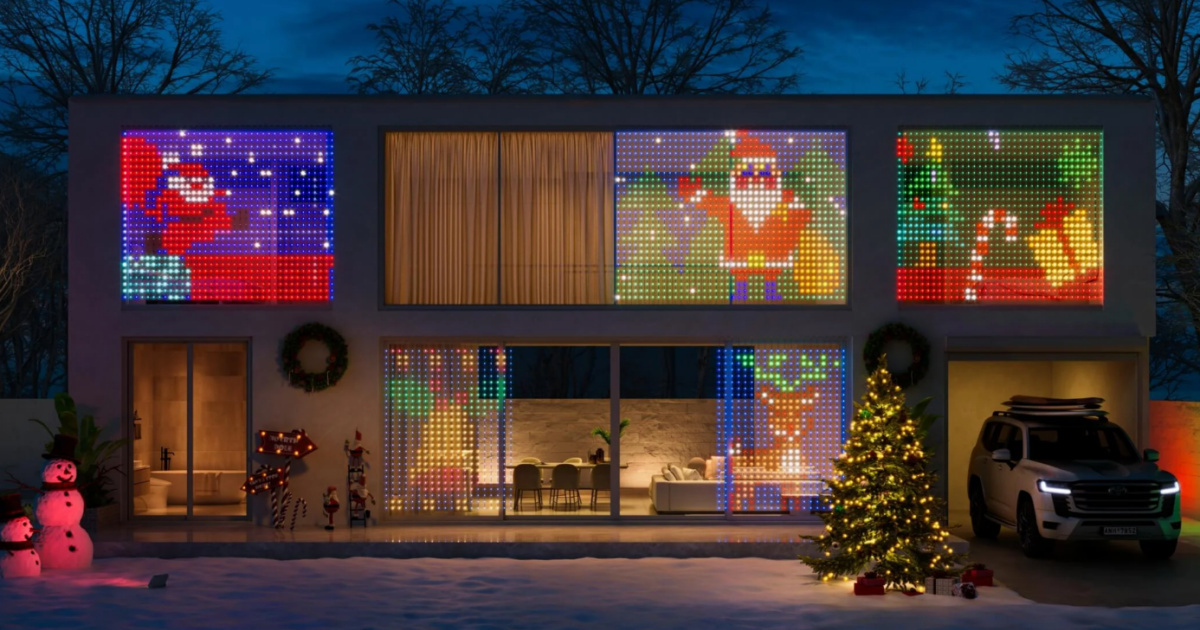 large house with holiday themed lights 