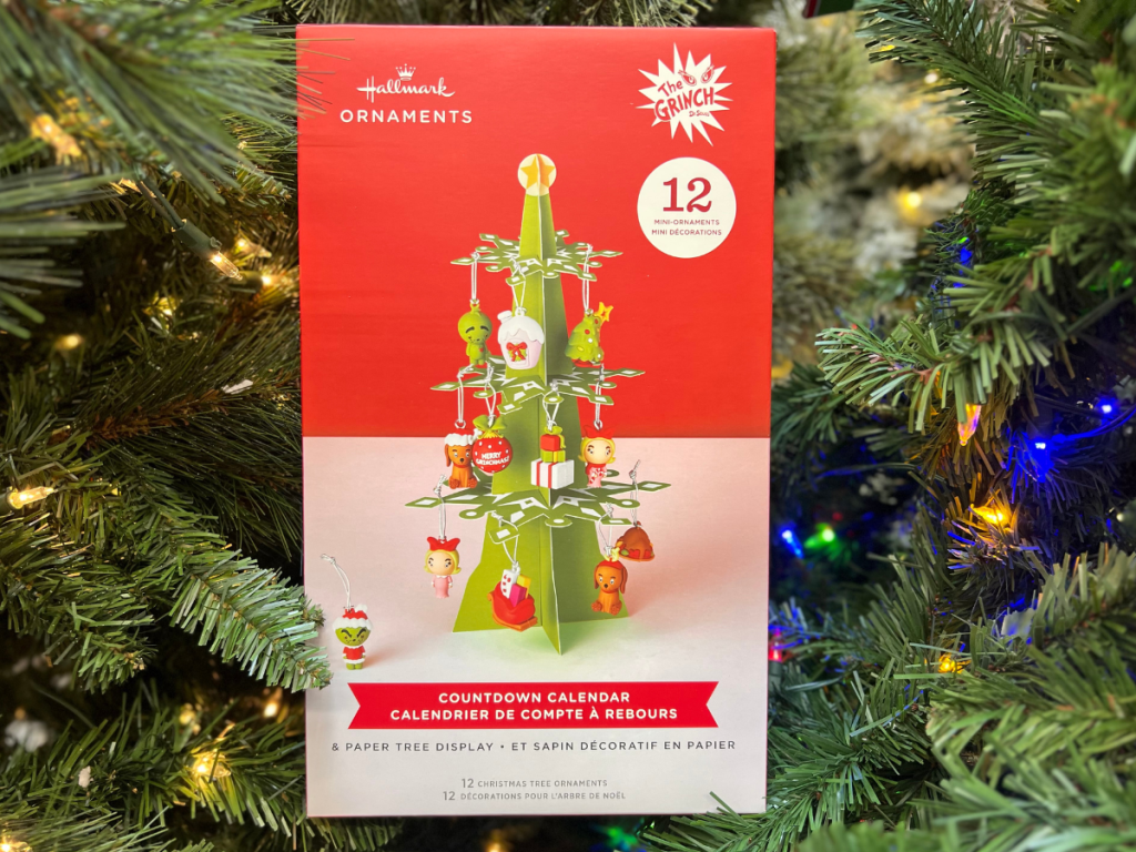 Hallmark Grinch Paper Countdown Calendar with 12 Mini Ornaments