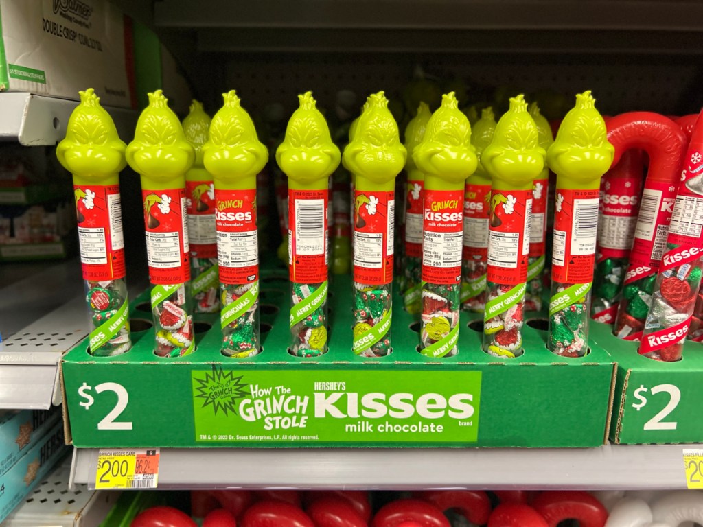 Grinch Hershey Kisses in Walmarts Holiday Candy section
