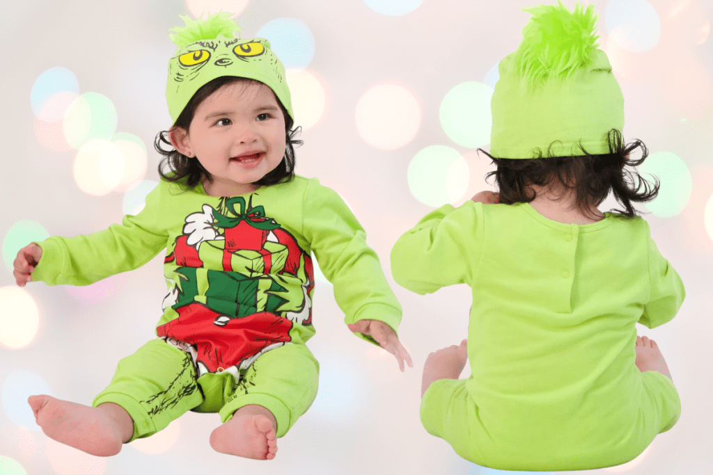 The Grinch Toddler Coveralls 2 pieces with hat green