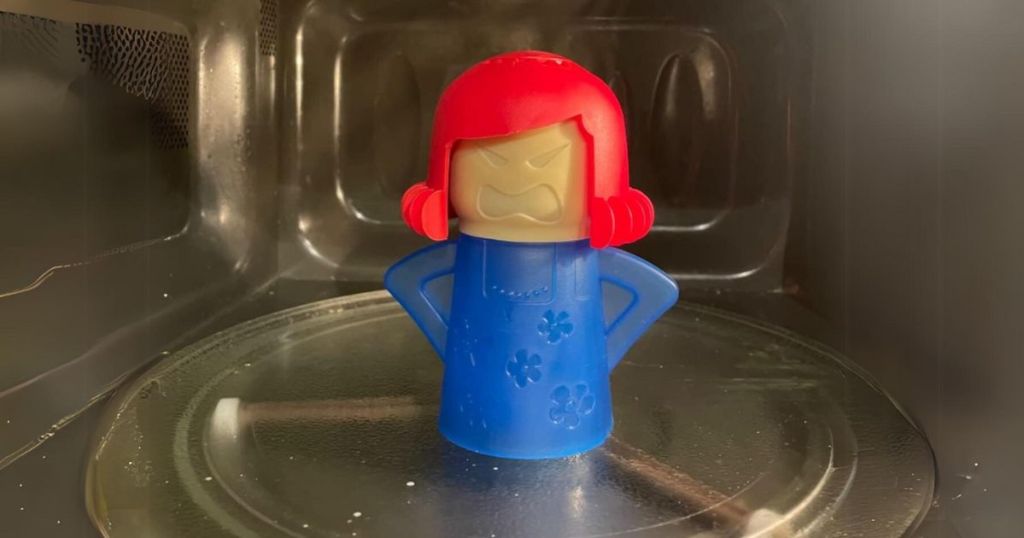 Angry Mama Microwave Cleaner inside a microwave