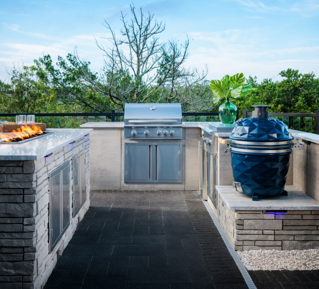 The outdoor kitchen and grill of the 2024 HGTV Dream Home in Anastasia Island, FL 