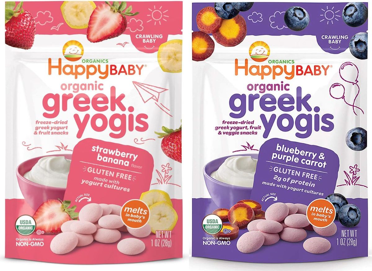 2 bags of Happy Baby Greek Yogis