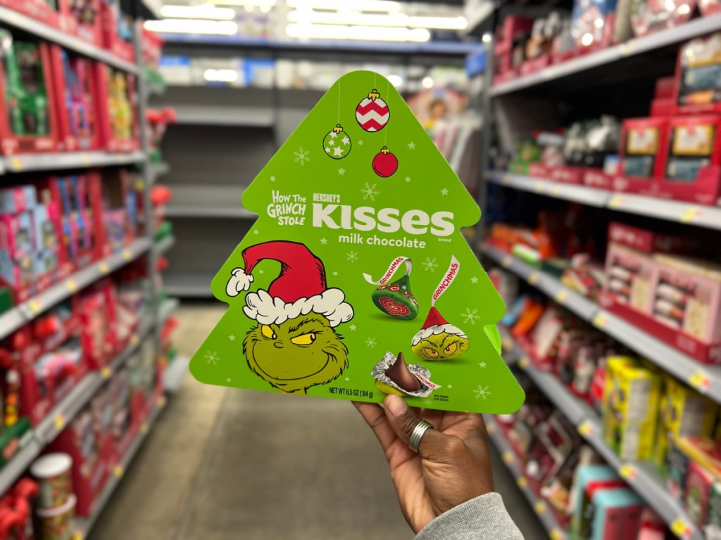 A Hershey's Kisses Grinch Gift Box Christmas gift