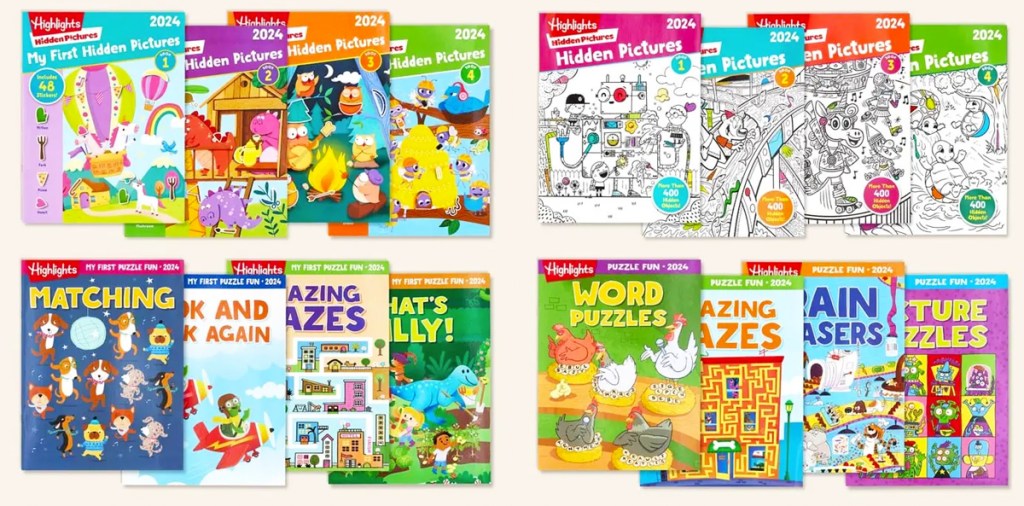 two 8-book sets of highlights hidden pictures and puzzle fun