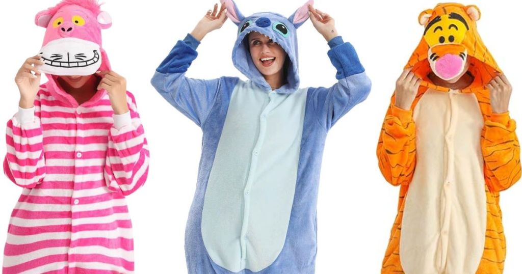 Adult Onesie Character Costume Pajamas Cheshire Cat, Stitch, Tigger