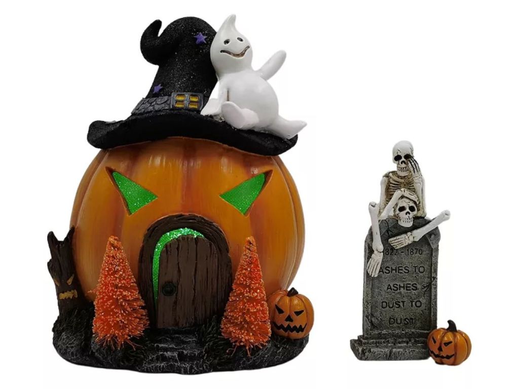 Celebrate Together™ Halloween Pumpkin LED Halloween Village With Grave Accessory Table Decor 