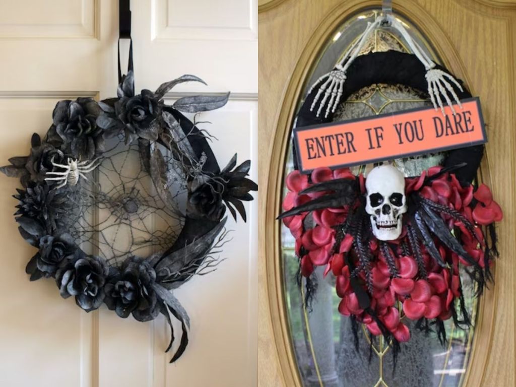 Halloween Wreaths from Lowes on Doors