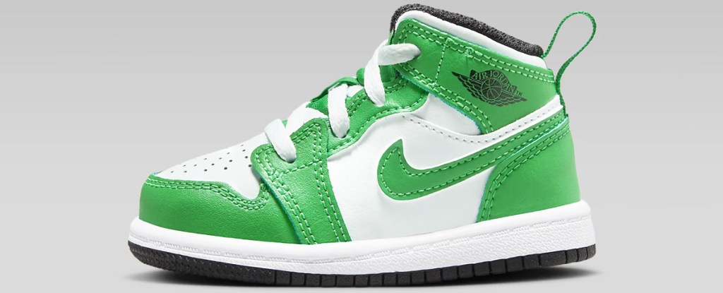green and white jordan baby shoe