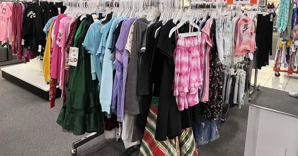display rack of kids clothes on clearance at kohls