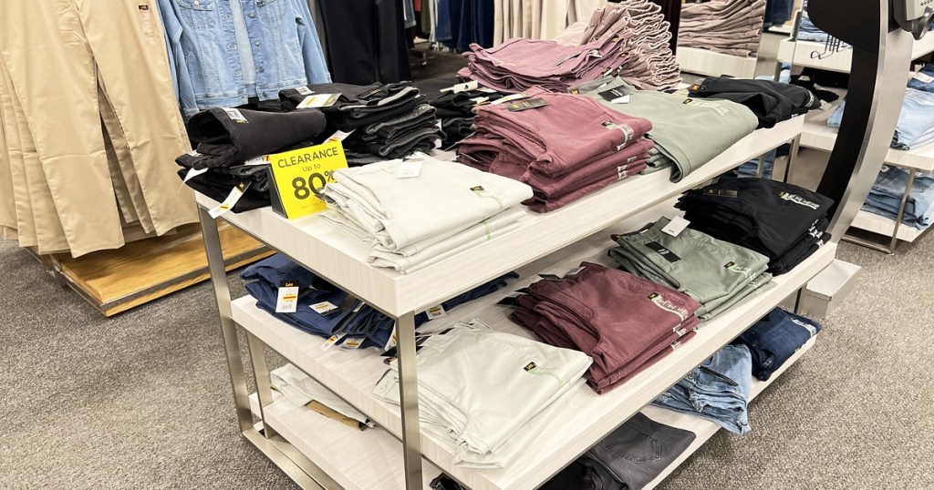 display of men's shorts and pants on clearance at kohl's