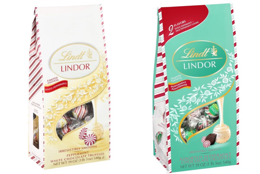 Lindt Lindor chocolate truffles in peppermint traditional and holiday
