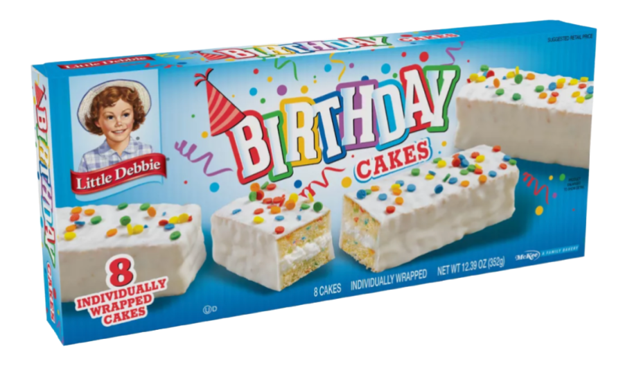 a package of little debbie birthday cakes