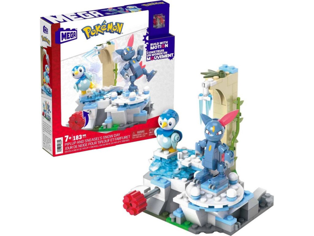 MEGA 171-Piece Pokemon Piplup and Sneasel's Snow Day with Motion Building Set