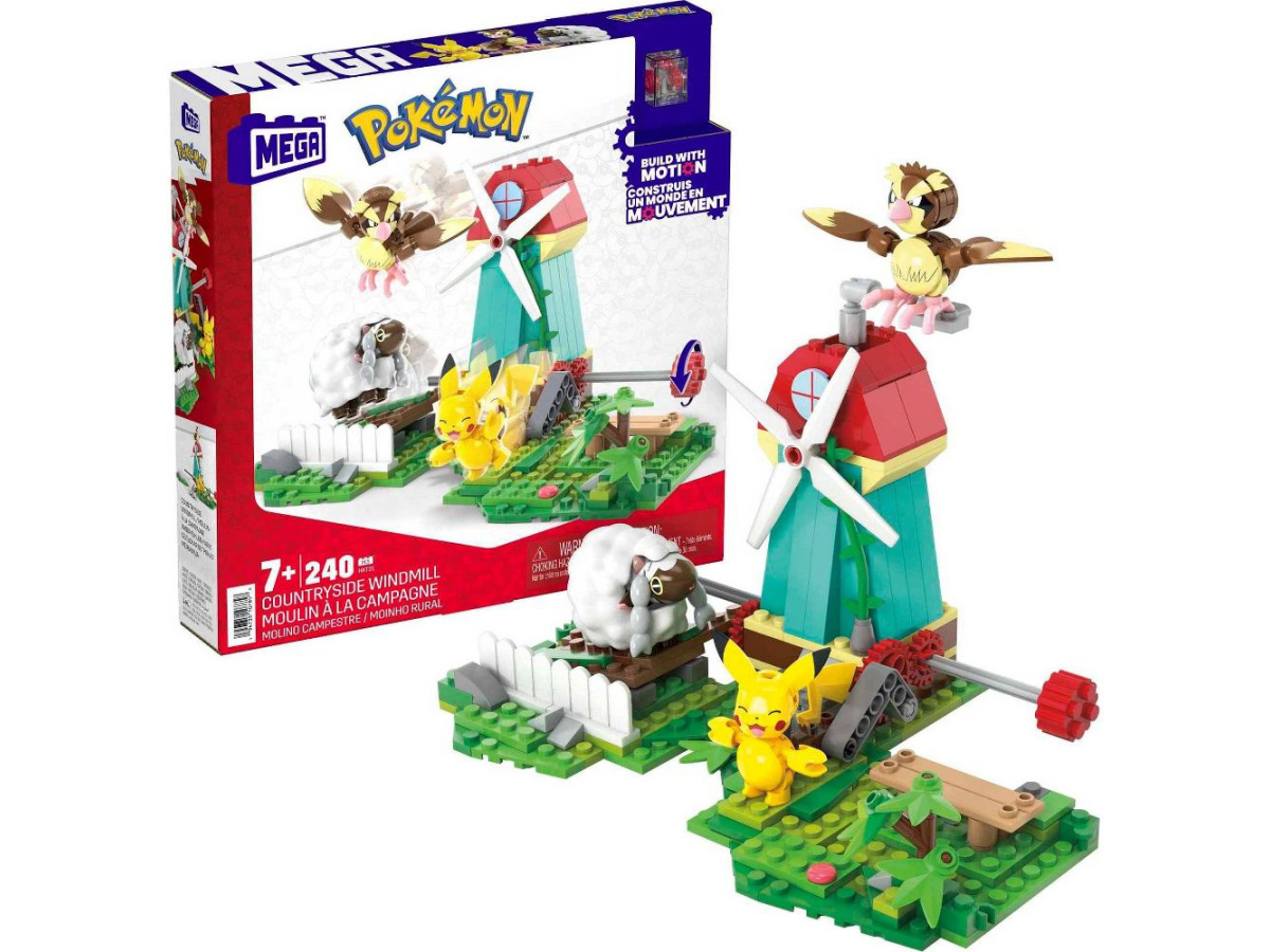 MEGA 240-Piecs Pokemon Countryside Windmill with Action Figures, Building Set