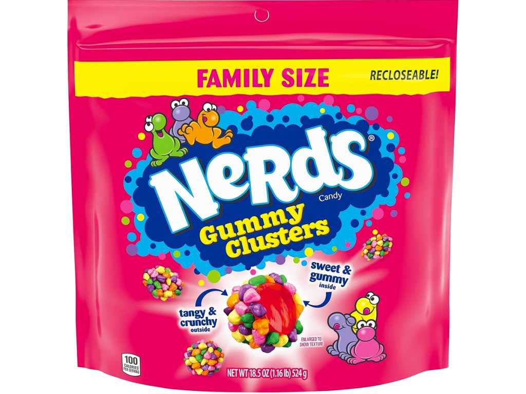 large pink bag of Nerds Gummy Clusters