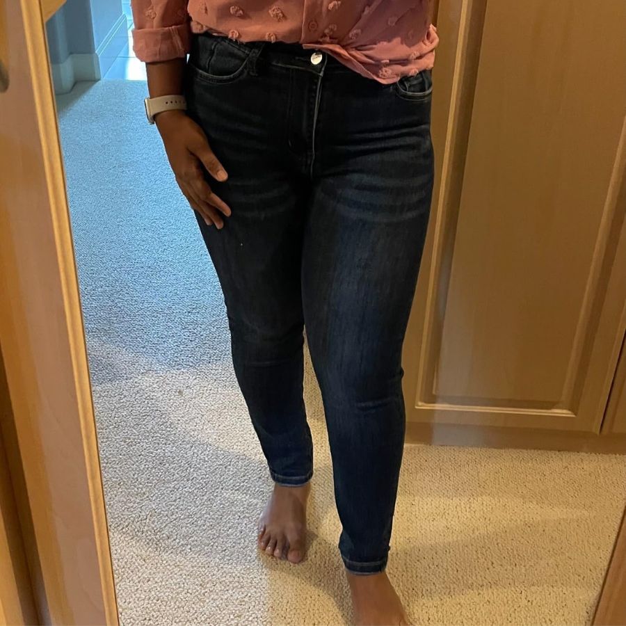 A woman wearing Skinny Jeans for Women High Waisted Stretch Denim