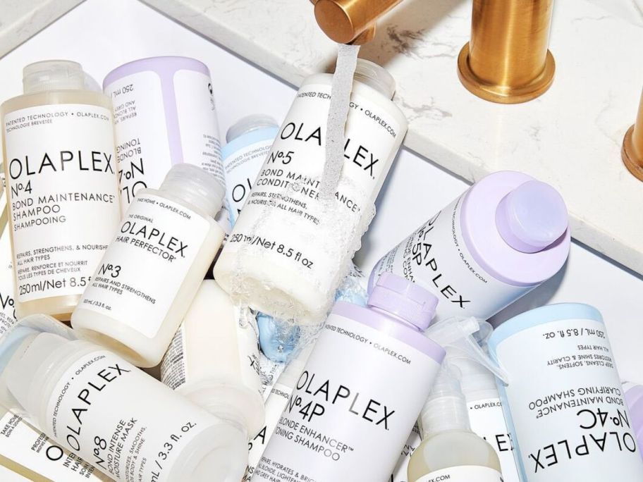 A sink ful of Olaplex Products