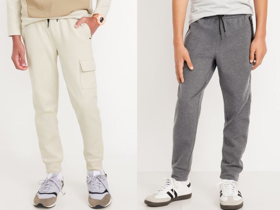 Stock images of two boys wearing Old Navy Boy's Dynamic Fleece Jogger Sweatpants