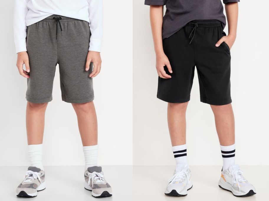 Stock images of two boys wearing Old Navy Dynamic Fleece Knee Length Shorts 